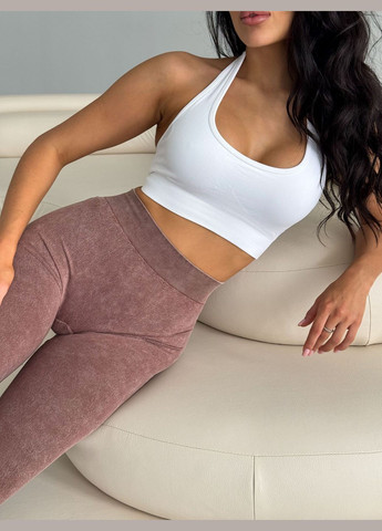 Коричневые демисезонные лосины с v-образным вырезом и эффектом пушап для спорта, йоги и фитнеса Strunka