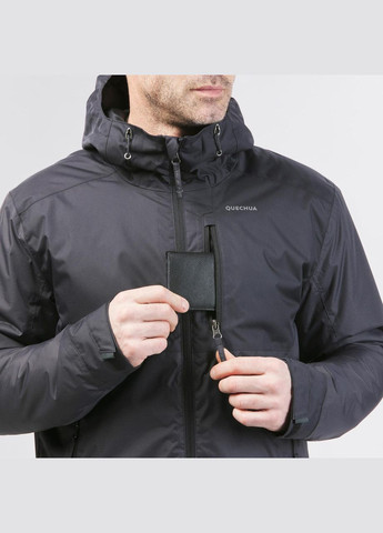Черная демисезонная куртка мужская sh500 для зимнего туризма водонепроницаемая -10°c. Quechua