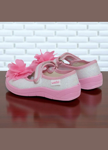 Белые ортопедические закрытые тапочки на липучке сменка в садик для девочки валди Waldi с цветами