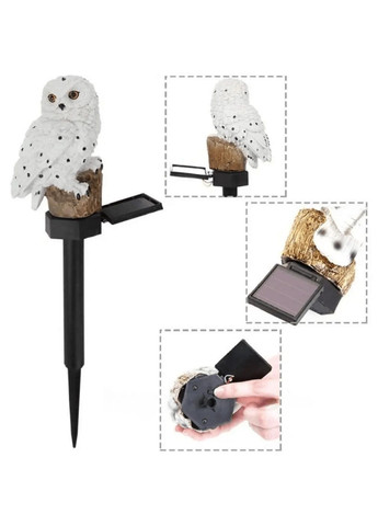 Комплект набор светильников газонных садовых на солнечной батарее с сумеречным датчиком 45 см 2 шт (478190-Prob) Совы белые Unbranded (303166891)
