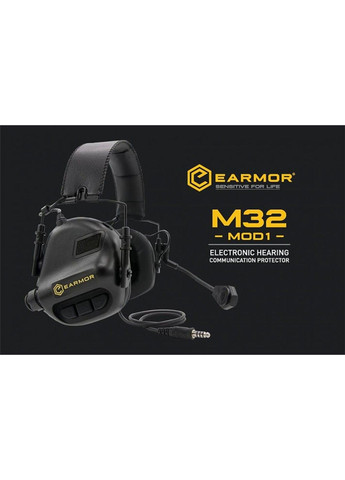 Тактические активные наушники Earmor М32 FG Оливковый No Brand (332637204)