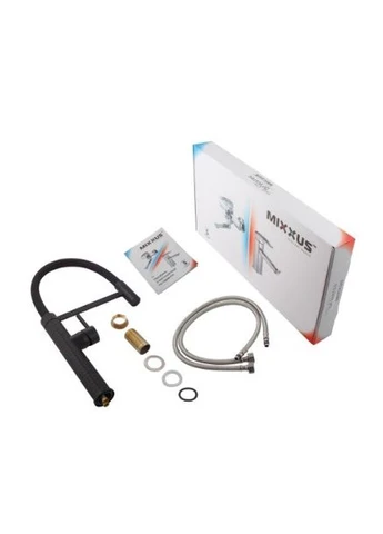 OLIWER 017 BLACK REFL.BLACK Зміш.для кухні (Колір чорн.+силік.вилив чорн.) Mixxus (395418490)