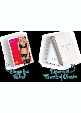 Чорний демісезонний мереживний комплект білизни 810-seg-1 бюстгальтер, стрінги, пояс для панчіх black cherrylove Obsessive