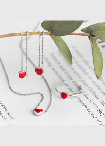 Колье серебряное Сердце с эмалью на цепочке Каштан (342335081)