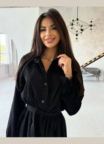 Черное кэжуал платье из вельвета No Brand однотонное