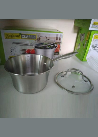 Ківш кухонний нержавійка з кришкою 16 см, 1.25 л (MR-3505-16S) Maestro (334712774)