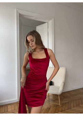 Червона святковий сукня міні з воланом No Brand