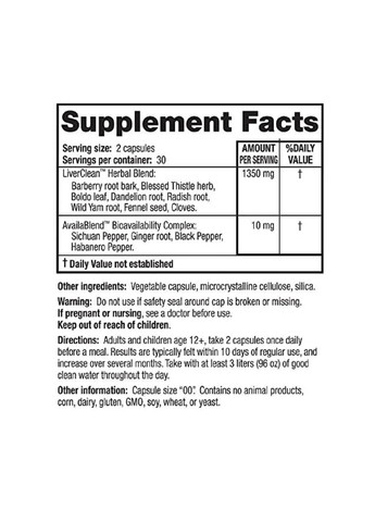 Натуральный Комплекс для Поддержки и Защиты Печени, LiverClean,, 60 вегетарианских капсул Ridgecrest Herbals (326054663)