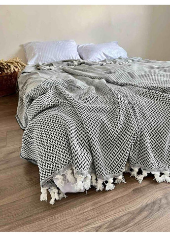 Покривало Finland бавовняне 220х240 см чорнобілого кольору ZEINTEX (315346956)