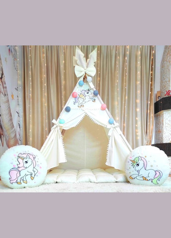 Палатка БОН БОН Вигвам для детей Веселые единороги на молочному. Полный комплект No Brand (316257259)