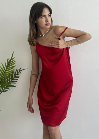 Червона всесезон шовкова жіноча нічна сорочка VIDCHUY