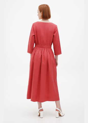 Червона лляна сукня з квітковою вишивкою евіта., р., код 0314/54/78 ГАЛЕРЕЯ ЛЬОНУ