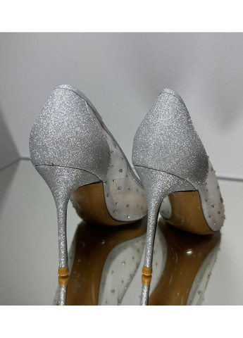 No Brand Жіночі туфлі святкові із камінцями, срібний колір 8 см туфлі-човники срібний з текстиль, — літо (351394492)