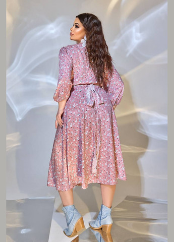 Рожева женское свободное платье из софта цвет пудра р.50/52 449676 New Trend