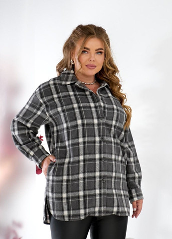 Серая кэжуал рубашка в клетку MeeLan с длинным рукавом