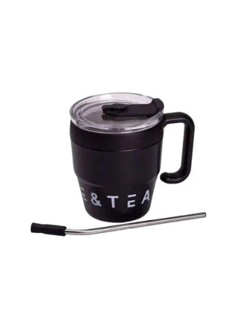 Термочашка Coffee & Tea с трубочкой черная HP-14-23B Yiwu (397884473)