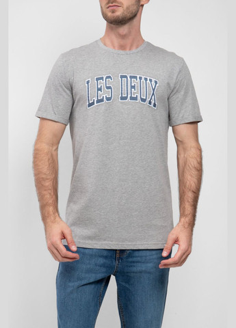 Серая серая хлопковая футболка с логотипом Les Deux
