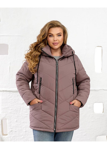 Світло-коричнева зимня жіноча зимова куртка з капюшоном подовжена No Brand