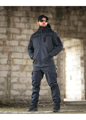 Тактичний чоловічий демісезонний костюм SoftShell синій No Brand
