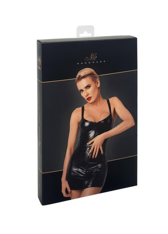 Черное платье noir handmade f320 starlet wetlook minidress with ring belt - xxl No Brand