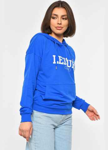 Синий худи женское синего цвета Let's Shop однотонный без декора (303899254)