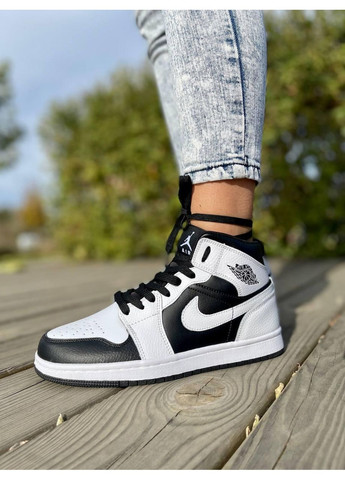 КРОССОВКИ ЖЕНСКИЕ NIKE AIR JORDAN 1 RETRO MID TUXEDO НАЙК АИР ДЖОРДАН No Brand белые демисезоны (367168061)