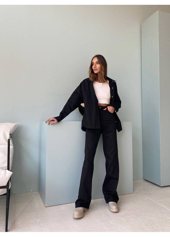 Жіночий джинсовий мега зручний костюм OLIMP (сорочка + брюки) (mil470) milirud (365860034)