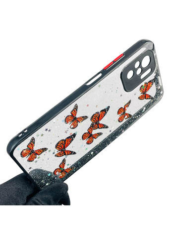 Чехол для POCO M5s с блёстками с бабочками на сяоми поко м5с черный Xiaomi (366386279)