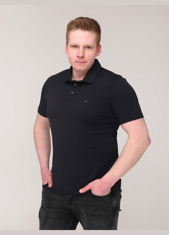 Черная футболка-поло мужское черное однотонное с воротником для мужчин Bagarda