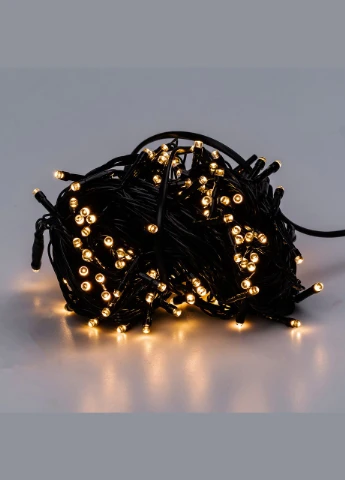 Гирлянда нить 14м на 300 LED лампочек светодиодная черный провод 8 режимов работы Желтый Garlando (306849211)