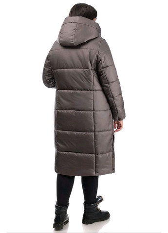 Кофейная зимняя зимнее женское пальто большого размера SK