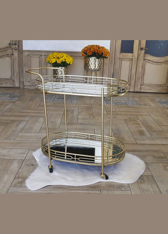 Сервірувальний столик Арт деко золотий на колесах з металу (50129) Гранд Презент (279624836)