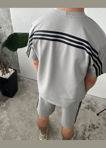 Сірий демісезонний костюм 2 в 1 футболка + шорти весна/літо No Brand