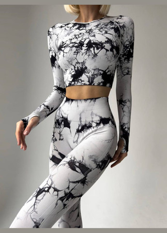 Женский фитнес двойка белый с черным No Brand костюм (322054920)