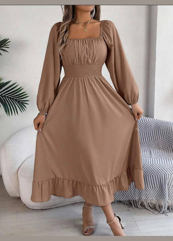 Темно-коричневое повседневный женское стильное платья а-силуэт Україна однотонное