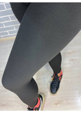 Лосини жіночі 706 рубчик широкий пояс утеплені фліс чорні PRENSES (327994022)