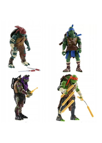Черепашки Ніндзя Ninja Turtles Леонардо, Донателло, Мікеланджело, Рафаель набір фігурок 4 шт ігрові фігурки зі зброєю 13 см Shantou (280258408)