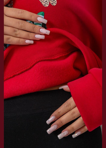 Червоний батник жіночий на флісі з новорічним принтом Ager однотонний (317276379)