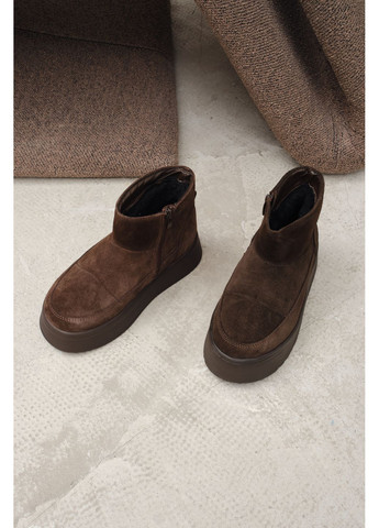 Жіночі короткі зимові уггі з темно-коричневої натуральної замші на високій підошві з боковою блискавкою (відшив 3 дні) Paradize (365756012)