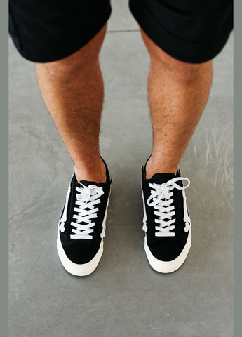 Чорно-білі Осінні кросівки чоловічі No Brand