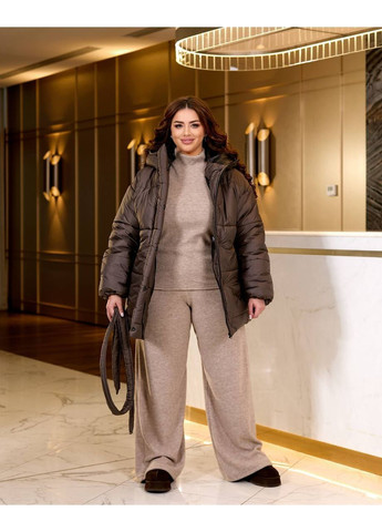 Коричневая демисезонная куртка женская тёплая Style Point