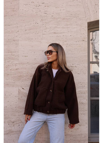 🧥 Бомбер з тканини баранець | Стиль ZARA | Розмірна сітка в описі DK/DL Мода без кордонів на гудзиках (360861346)