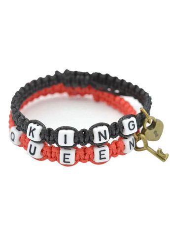 Парные браслеты для влюбленных Queen King черное и красное сердце с ключиком No Brand (340275924)