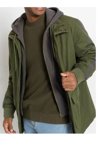 Зеленая зимняя мужская куртка-парка с капюшоном хаки кежуал, размер на бирке 62 Rainbow