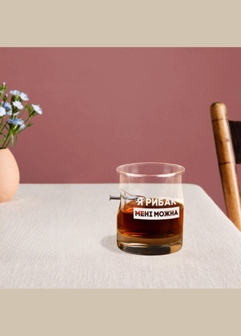 Склянка із цвяхом "Я рибак мені можна" у дерев'яній подарунковій коробці BeriDari (302669776)