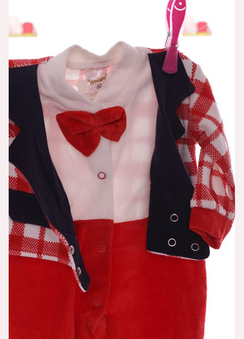 Человечек для мальчика велюровый с пиджаком красный 74 см (26470) BABYKROHA (315423713)