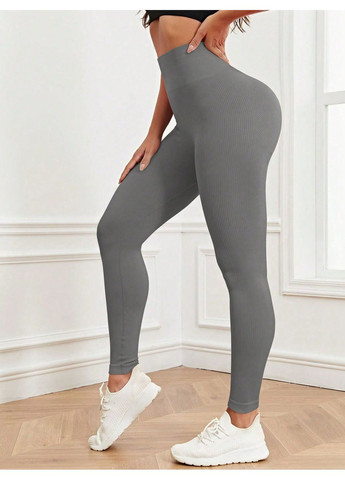 Серые демисезонные леггинсы спортивые SHEIN