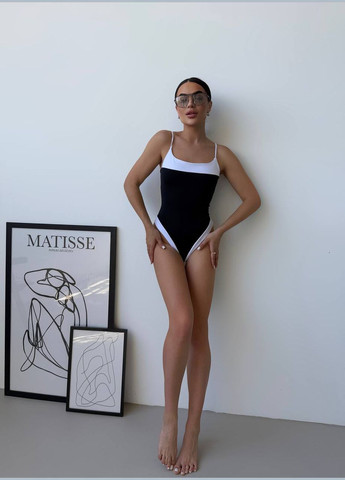 Черный летний женский купальник слитный Україна