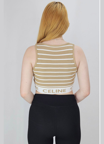 Топ-майка в рубчик женский бежевого цвета Let's Shop — 296777454