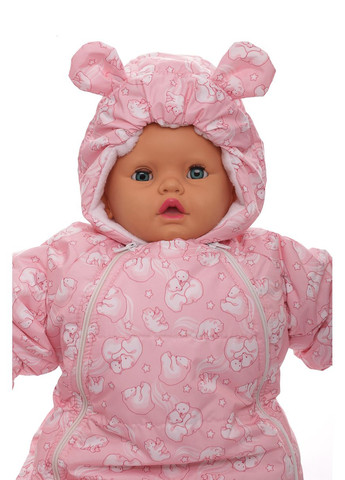 Чоловічок на флісі для дівчинки зірочка з принтом рожеві ведмедики. 74 см (45011) BABYKROHA (297199037)